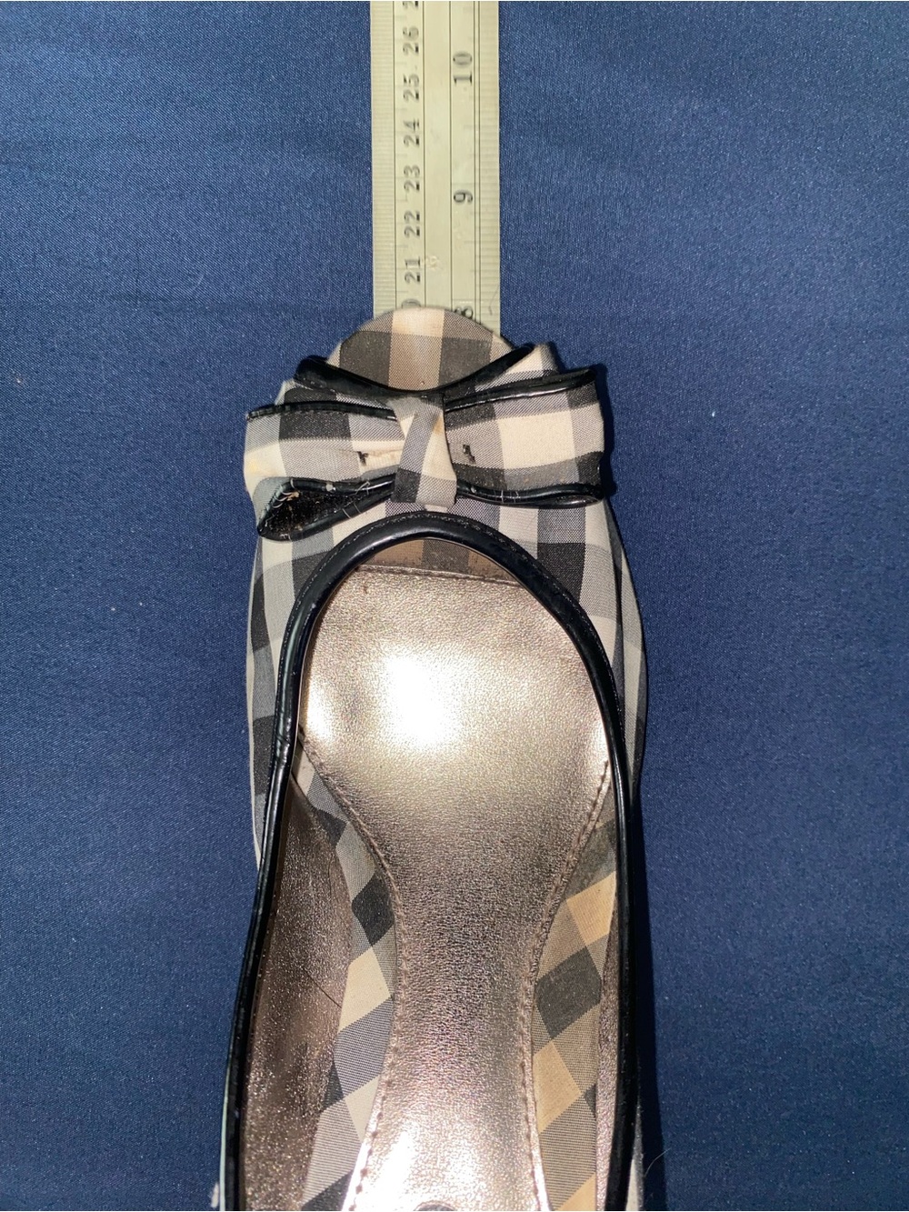 Vintage Unlisted by Kenneth Cole Black & White Plaid Peep-Toe Heels with Bow - Picture 11 of 12